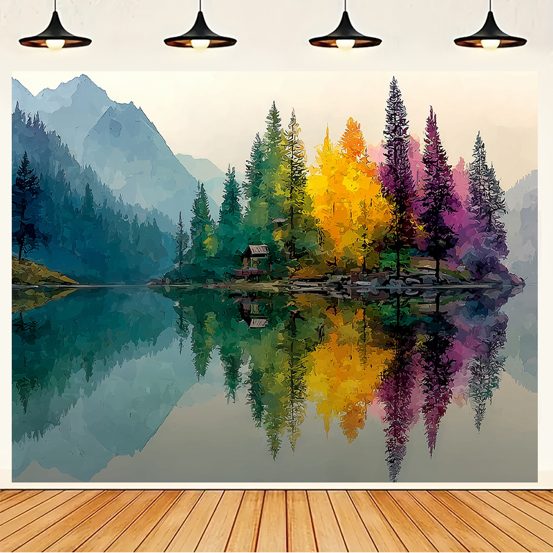 Colorful Forest Lake Wall Mura - đánh giá và giá Interior Design Hd