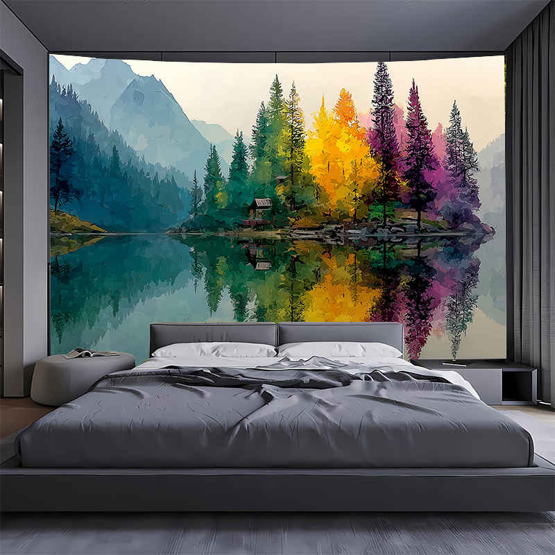 Colorful Forest Lake Wall Mura - đánh giá và giá Interior Design Hd