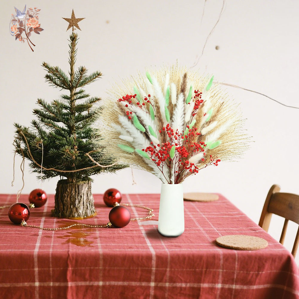 70 Stems Fluffy Green Red Pamp - đánh giá và giá Dried Pampas Bundle