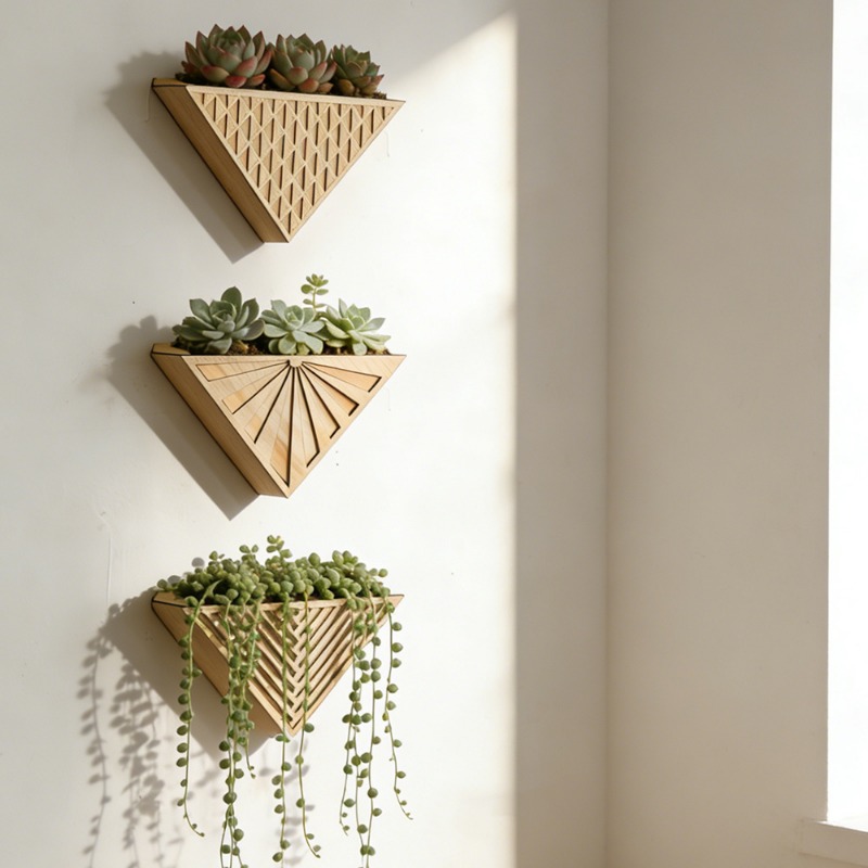 1pcs Light Wood Geometric Line - đánh giá và giá Geometric Shelf Triangle
