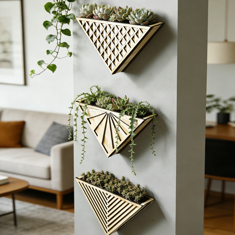 1pcs Light Wood Geometric Line - đánh giá và giá Geometric Shelf Triangle